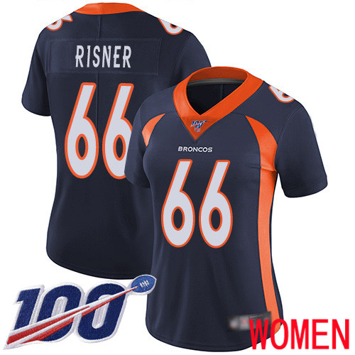 Women Denver Broncos #66 Dalton Risner Navy Blue Alternate Vapor Untouchable Limited Player 100th Season Football NFL Jersey